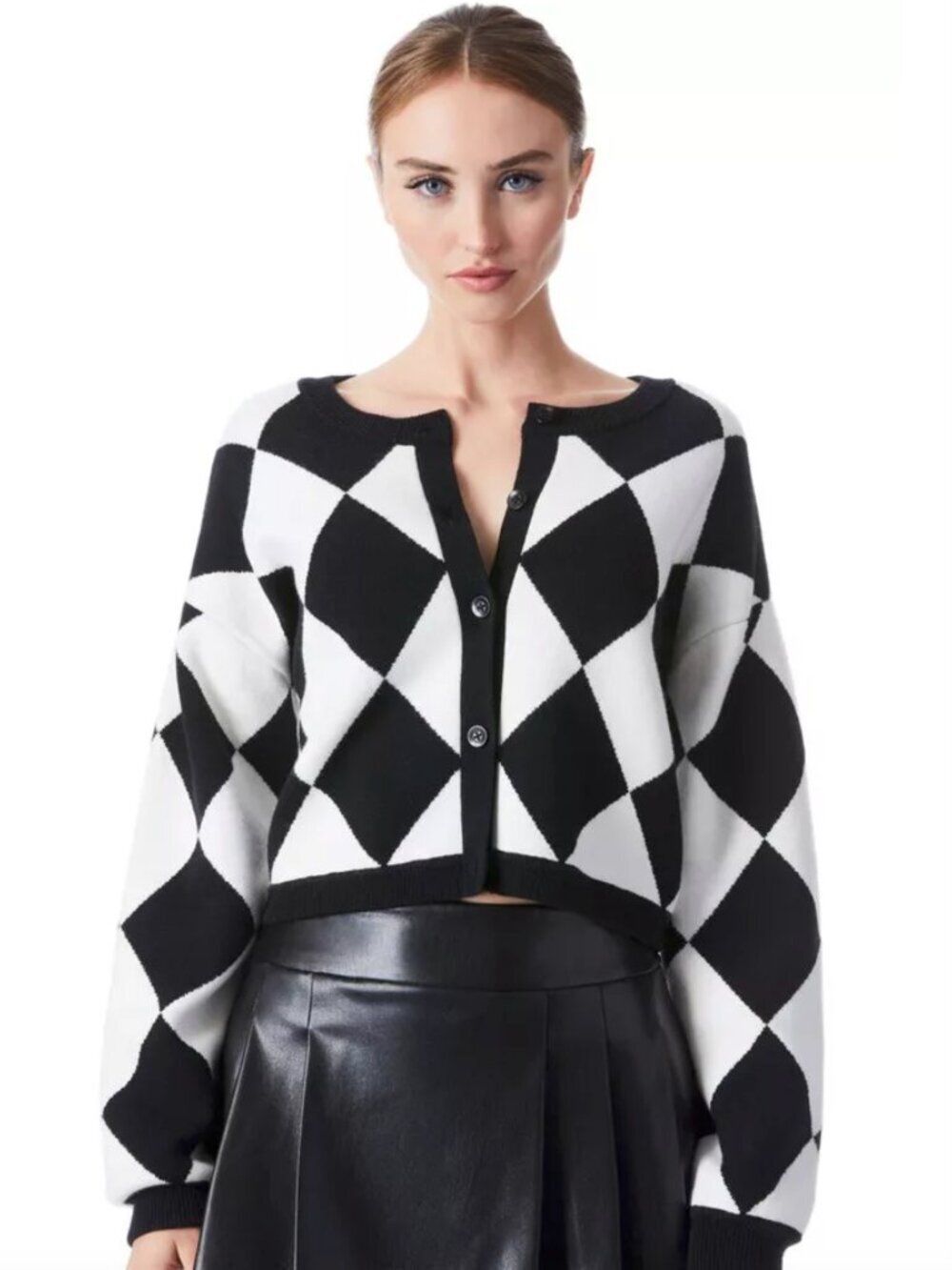 Alice + Olivia Verena Jacquard Textured Cardigan
